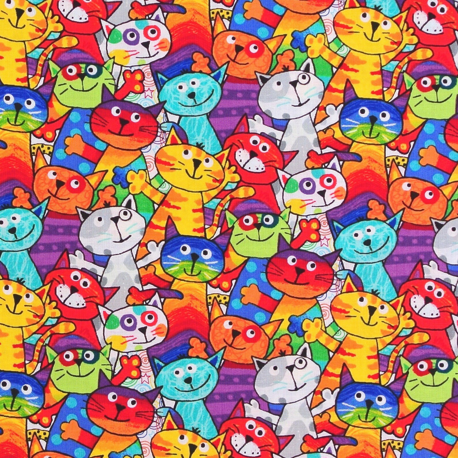 05 M Patchworkstoff Katzen Party Cats Katzenstoff Etsy