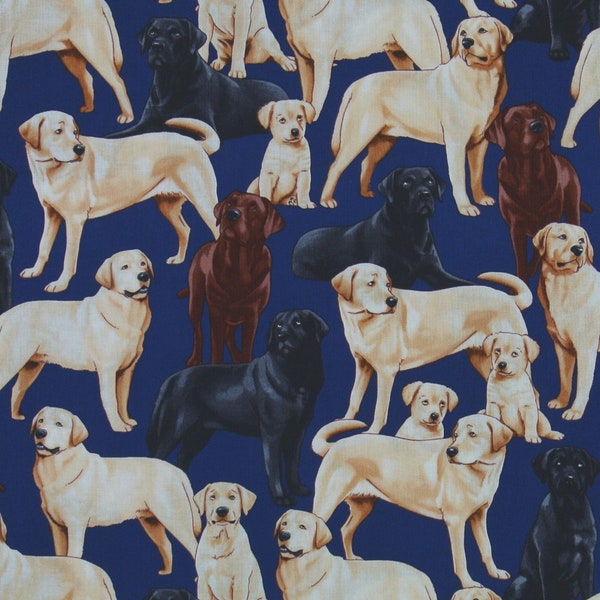 0,5 m Patchworkstoff edle Labradors Hunde Hundestoff marine