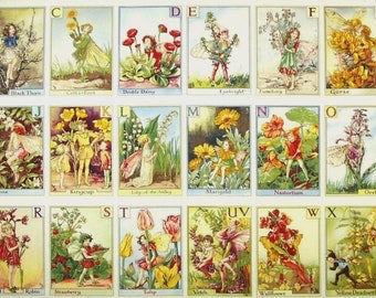 0,6 m Patchworkstoff Flower Fairies Elfen Alphabet Fairies Panel Baumwollstoff Webware Stoff