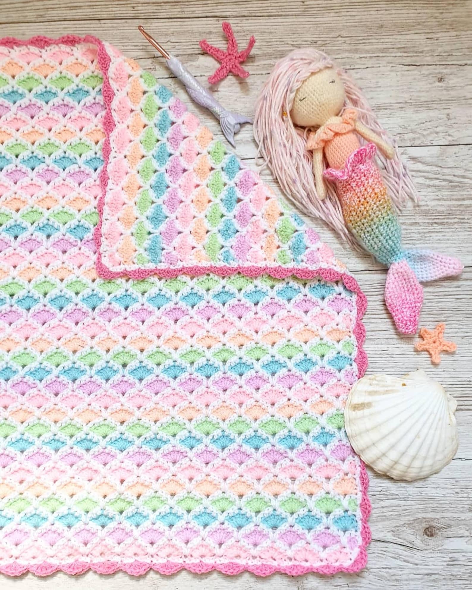 Mermaid Blanket Crochet Pattern Baby Girl/boy Rainbow Etsy Australia