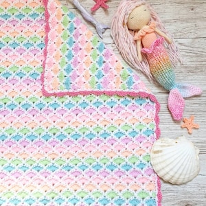 Mermaid Blanket Crochet Pattern baby girl/boy rainbow