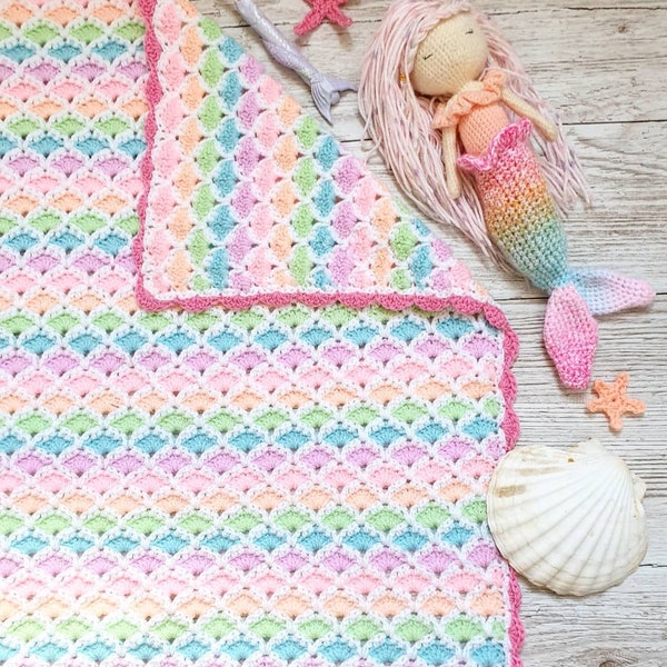 Mermaid Häkeldecke Baby Mädchen/Junge regenbogen häkeln