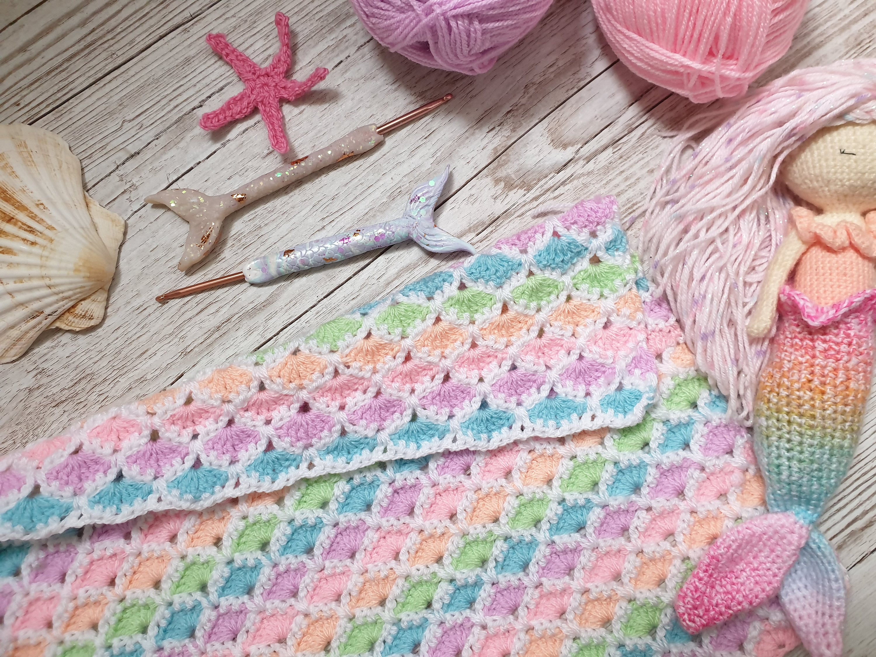 Mermaid baby blanket crochet pattern sales