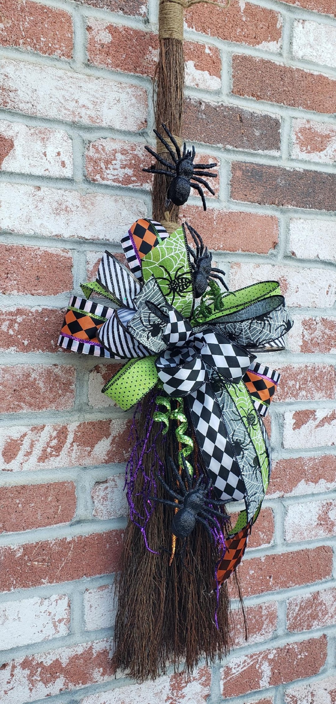 Halloween Door Décor Witch Broom Wall Decor Green and Black Etsy