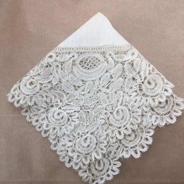 Antique Honiton Lace Handkerchief