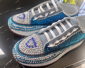 Celestial Glam Hand-Bedazzled Sneakers