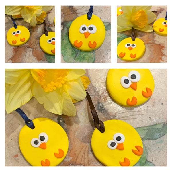 Clay Easter; Spring Chick; Home; Tree Hanging Ornament; Hanging Decoration; Home Decoration; Tree Decoration; Ornament
