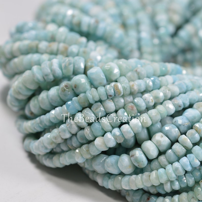 Natural Larimar Faceted Rondelle Beads Larimar Beads 13 Inches Faceted Beads Larimar Rondelle Beads Larimar Rondelle