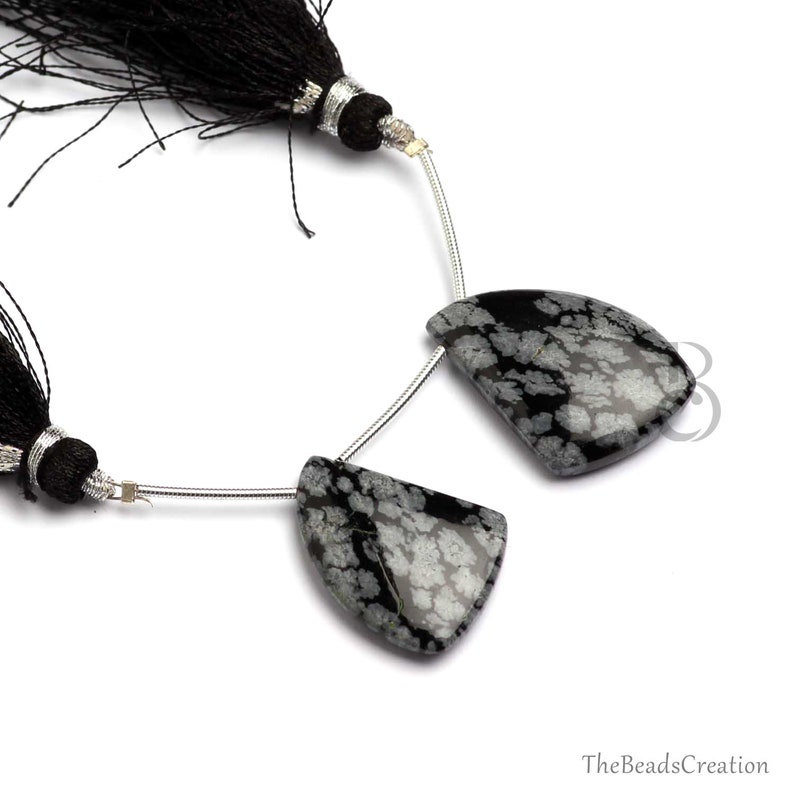 Matching Briolettes Natural Snowflake Obsidian Smooth Briolette Beads Smooth Beads Gemstone Briolette Matching Pair 18x28mm Wing Shape