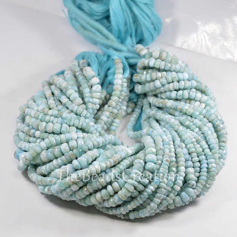 Natural Larimar Faceted Rondelle Beads Larimar Beads 13 Inches Faceted Beads Larimar Rondelle Beads Larimar Rondelle
