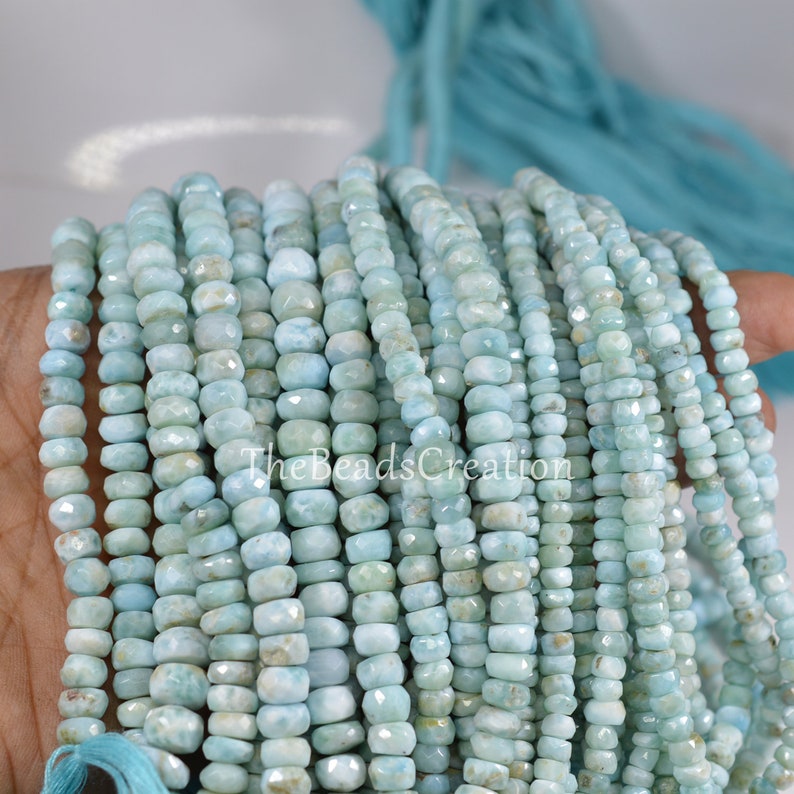 Natural Larimar Faceted Rondelle Beads Larimar Beads 13 Inches Faceted Beads Larimar Rondelle Beads Larimar Rondelle