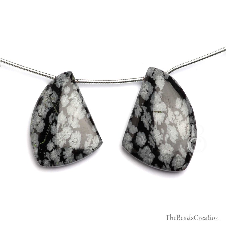 Matching Briolettes Natural Snowflake Obsidian Smooth Briolette Beads Smooth Beads Gemstone Briolette Matching Pair 18x28mm Wing Shape