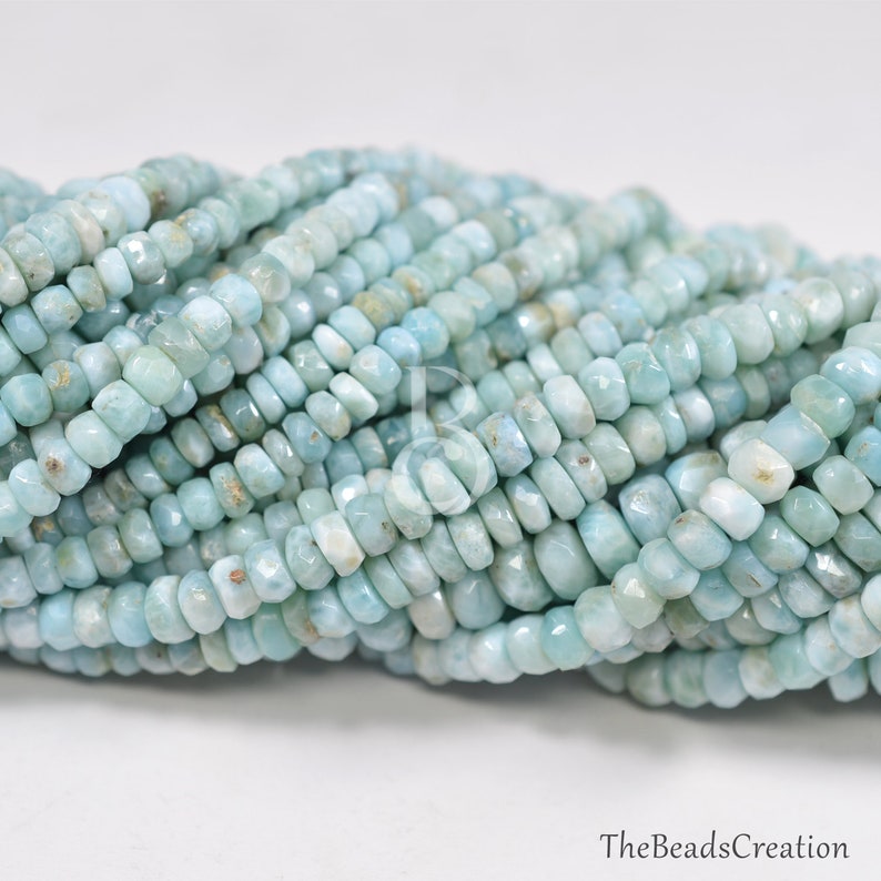 Natural Larimar Faceted Rondelle Beads Larimar Beads 13 Inches Faceted Beads Larimar Rondelle Beads Larimar Rondelle