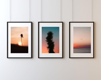 Sunset Sunrise Photography Print Set, Desert Plant Ocean Views (Digital Download)