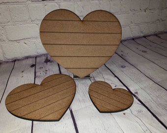 MDF Heart Wooden Shapes 5cm 50mm High 3mm Thick Custom Cut x 10 pieces 033