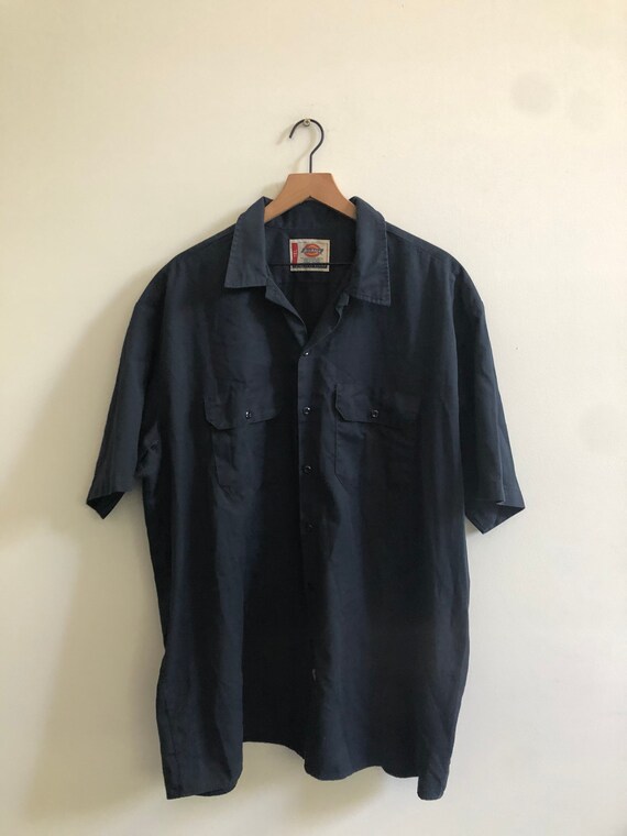 Vintage Genuine Dickies XL Dark Blue work shirt sh