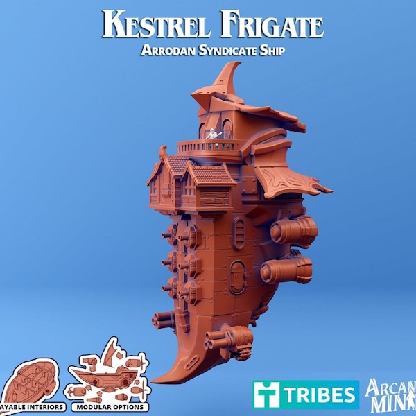 Kestrel Frigate - PLAYABLE SIZE | Arcane Minis - Skies of Sordane - Airship Campaign - Aldarra - Spelljammer