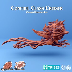 Cuthari Hivemind Cruiser - PLAYABLE SIZE - Conchel Class | Arcane Minis ...