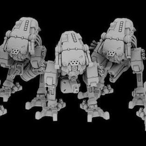 May include: Five different poses of a grey, plastic, articulated robot model called "Narwhal Rig Light Mech". The text "5 Body Poses 3 Weapon Options" is also visible in the image.