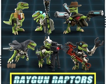 Raygun Raptors Characters | Admirial, Artillerist, Assassin, Engineer, Gunfighter, Psycher | 28/32mm | Treadhead Rad | Velociraptor