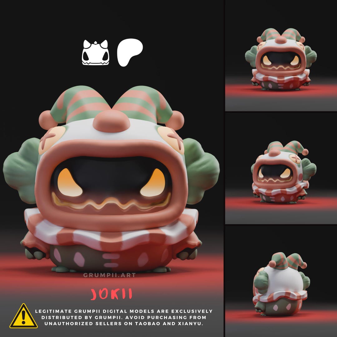 Jokii Jester Spirit Grumpii Chonki Boi Mini Art Toy Chibi - Etsy
