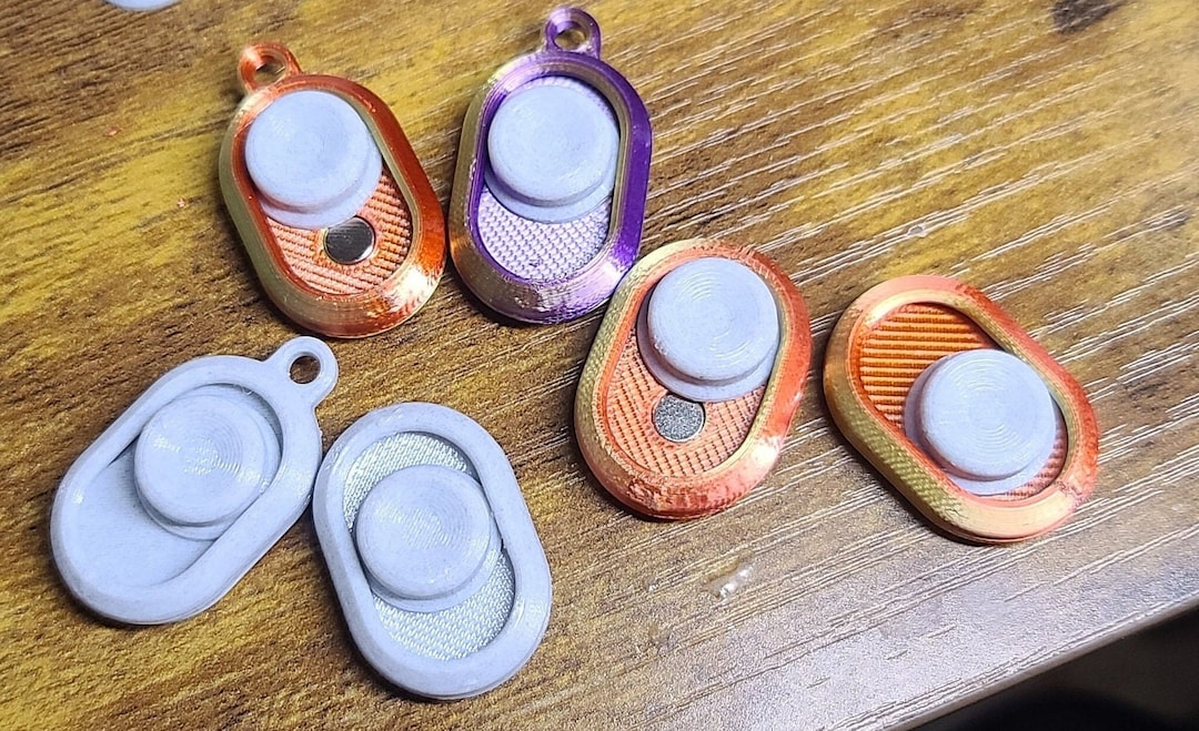 Itty Bitty Fidget | Keychain | Button Slider | Haptic Magnetic Slider | Office Fidget Toy | Edc Gear | Anxiety & Stress Relief | ADHD Tool