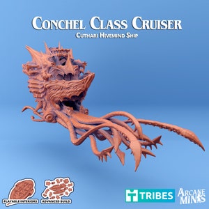 Cuthari Hivemind Cruiser - PLAYABLE SIZE - Conchel Class | Arcane Minis ...