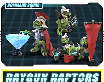 Raygun Raptors Command Squad | 28/32mm | Treadhead Rad | Velociraptor
