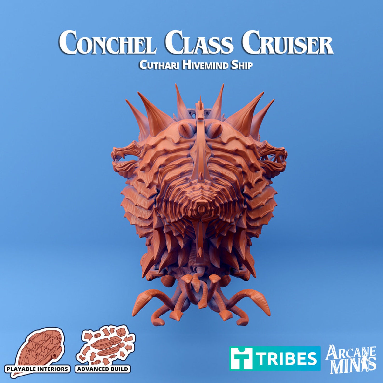 Cuthari Hivemind Cruiser PLAYABLE SIZE Conchel Class - Etsy