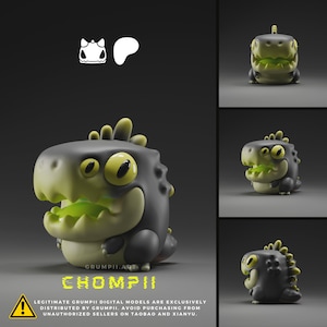 Chompii - Dino Puppy Alien | Grumpii | Chonki Boi Mini | Art Toy | Chibi