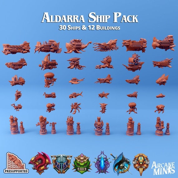 Aldarra Ship Pack - ALL Ships - Fleet Scale | Arcane Minis - Skies