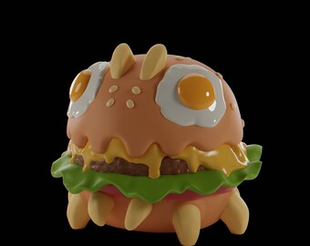 Burgii - Burger Spider | Grumpii | Chonki Boi Mini | Art Toy | Chibi