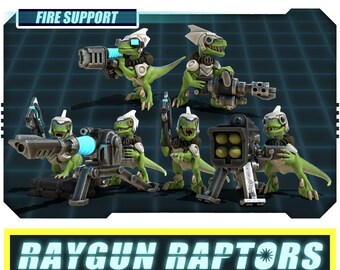Raygun Raptors Fire Support | Heavy Weapon Gunners | 28/32mm | Treadhead Rad | Velociraptor