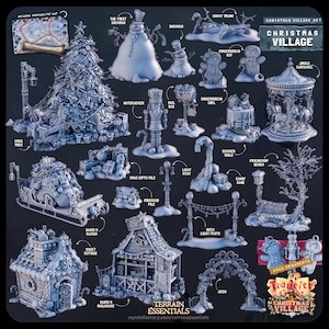 Christmas Village | RESIN | 32mm | Cast n Play Terrain Essentials - Dungeons and Dragons, Pathfinder, Frostgrave, Mordheim