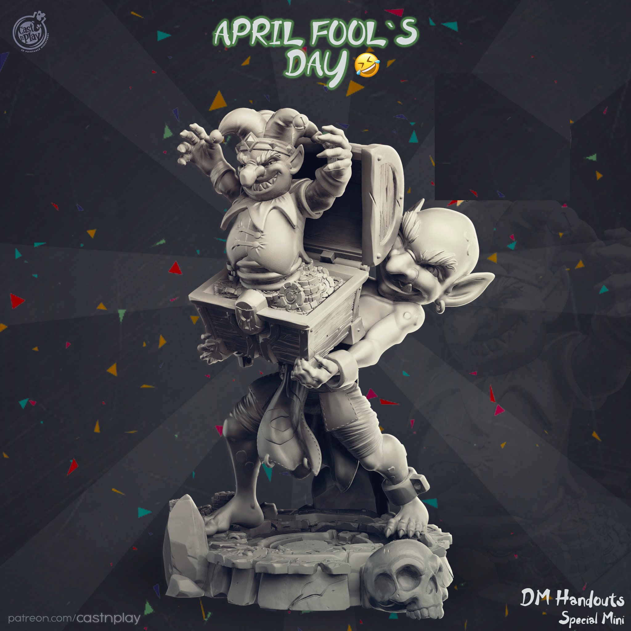 April Fools Goblin And Jack In The Box Resin 32mm Etsy