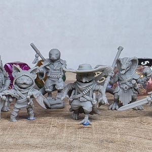 Critters 2 - 8 Variants -Crow, Owl, Dog, Cat, Bat, Otter, Snake | Creatures of Whimsy Isle | Velrock Miniatures