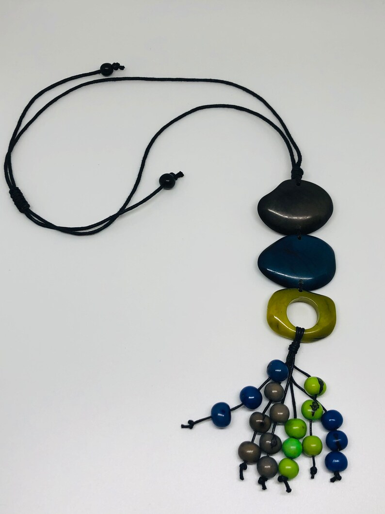 boho necklace Tagua rustic necklace hippie jewelry one of a kind piece bohemian necklace handmade necklace colorful necklace necklace