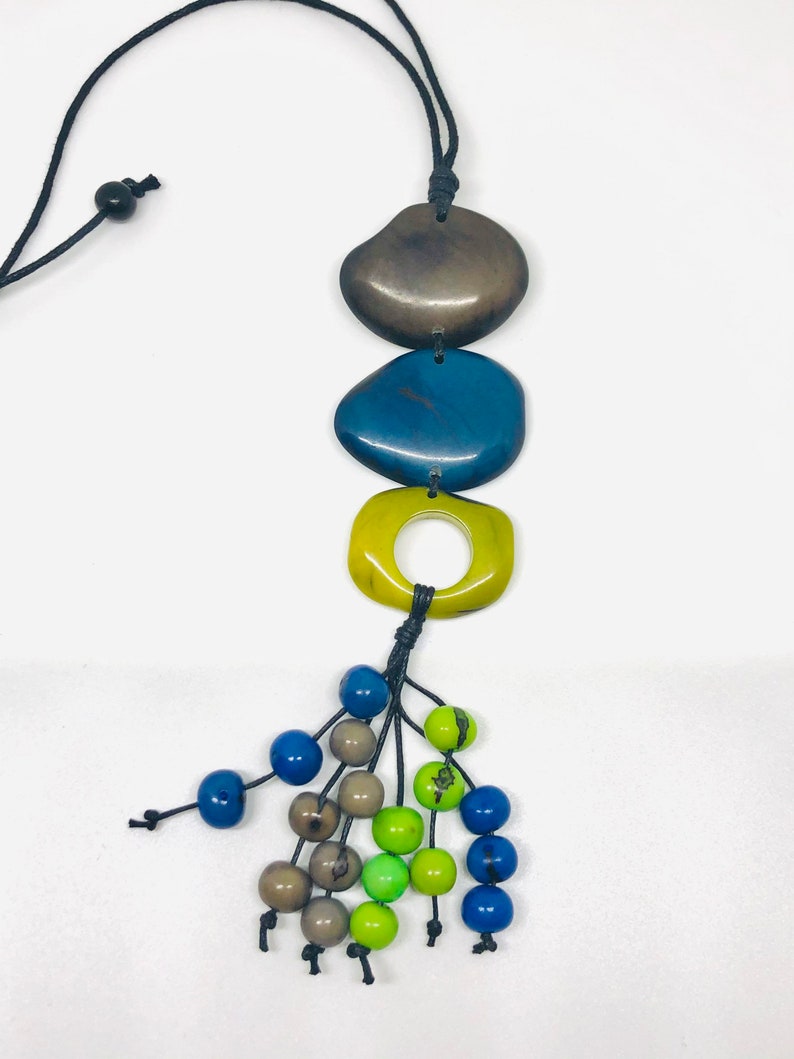 boho necklace Tagua rustic necklace hippie jewelry one of a kind piece bohemian necklace handmade necklace colorful necklace necklace