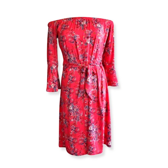 pink floral knee length dress