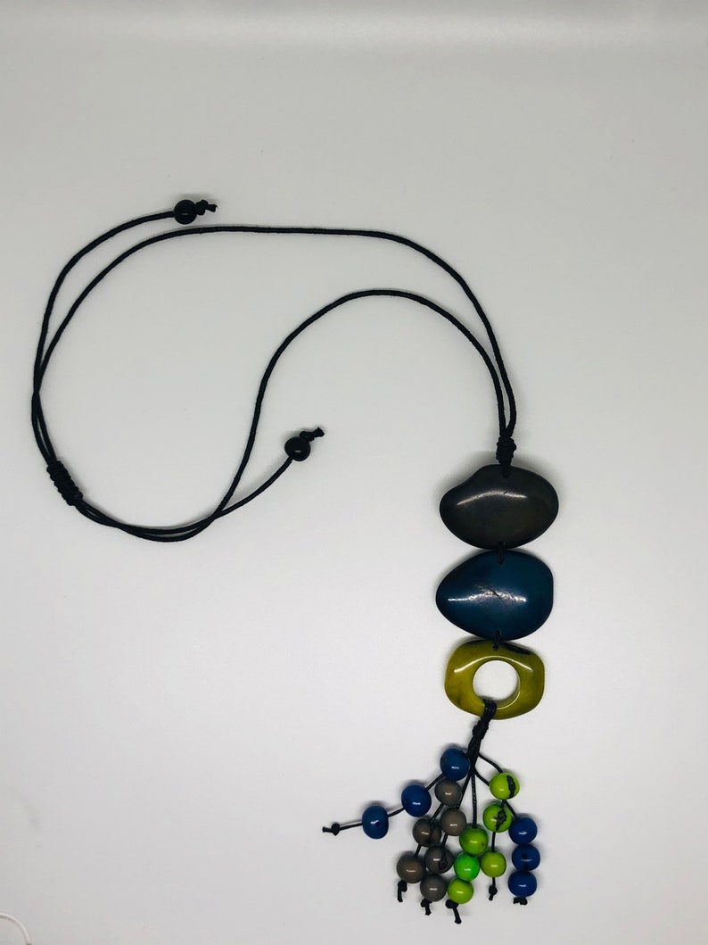 boho necklace Tagua rustic necklace hippie jewelry one of a kind piece bohemian necklace handmade necklace colorful necklace necklace