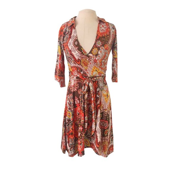 paisley print wrap dress