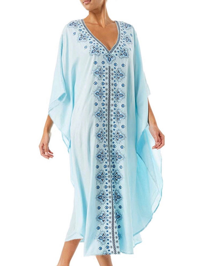 Light blue print caftan for womenwomen caftankaftan for | Etsy