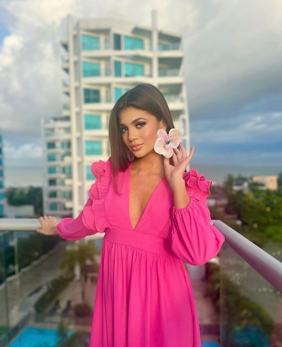 hot pink maxi dress