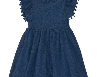 Navy dress for little girls, little girls navy dress, girls denim dress, navy lace dress, chambray dresses, denim dress, denim dresses,girls