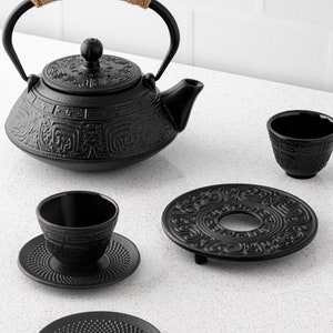 Cast Iron Teapot Set Black