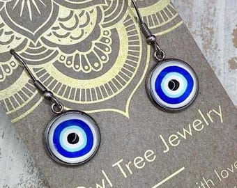 Evil Eye Dangle Earrings