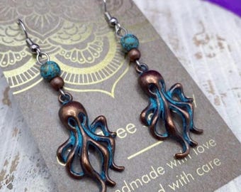 Octopus Patina Earrings