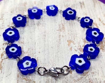 Floral Evil Eye Bracelet