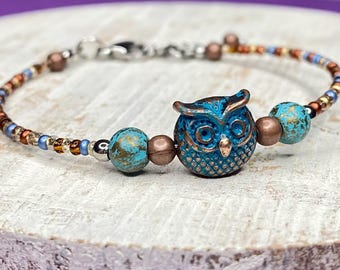 Owl Patina Boho Bracelet