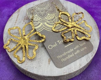 Flower Hammered Statement Earrings